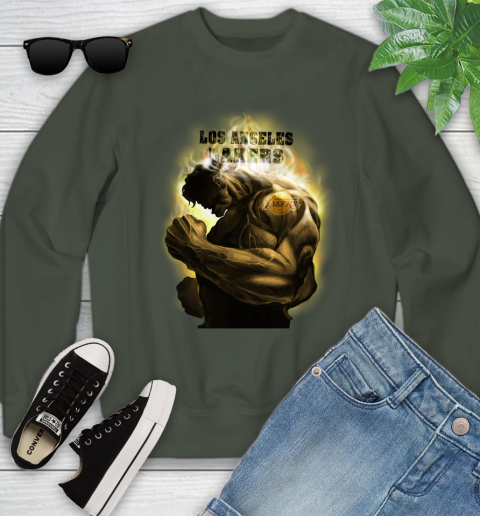 Los Angeles Lakers NBA Basketball Hulk Marvel Avengers Sports Youth Sweatshirt 9