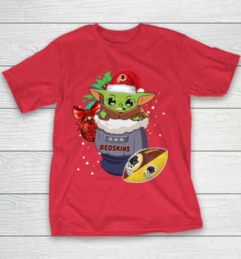 Washington Redskins Christmas Baby Yoda Star Wars Funny Happy NFL Youth T-Shirt 9