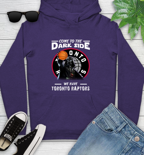 NBA Come To The Dark Side We Have Toronto Raptors Star Wars Darth Vader Basketball Youth Hoodie 5