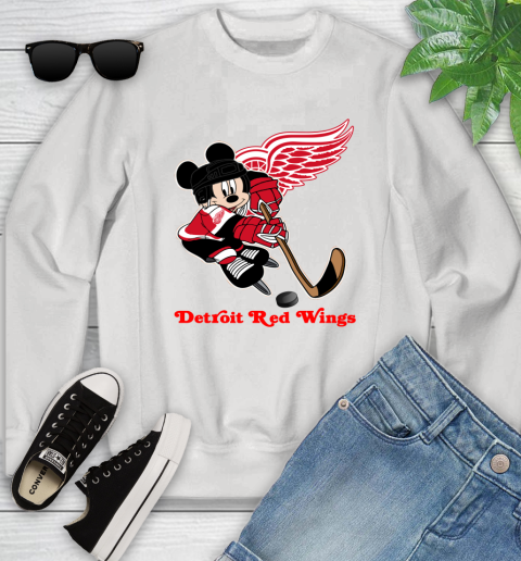 NHL Detroit Red Wings Mickey Mouse Disney Hockey T Shirt Youth Sweatshirt