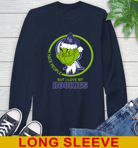 Colorado Rockies MLB Christmas Grinch I Hate People But I Love My Favorite Baseball Team Long Sleeve T-Shirt 4