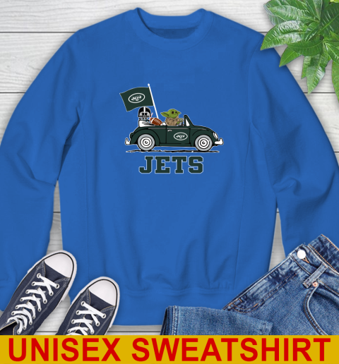 NFL Football New York Jets Darth Vader Baby Yoda Driving Star Wars Shirt Sweatshirt 9