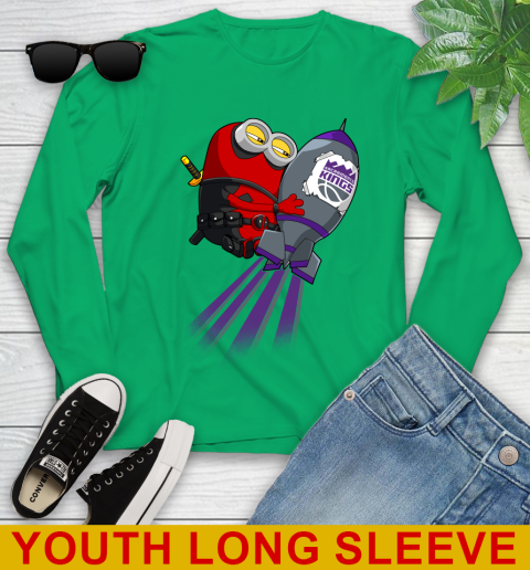 NBA Basketball Sacramento Kings Deadpool Minion Marvel Shirt Youth Long Sleeve 7