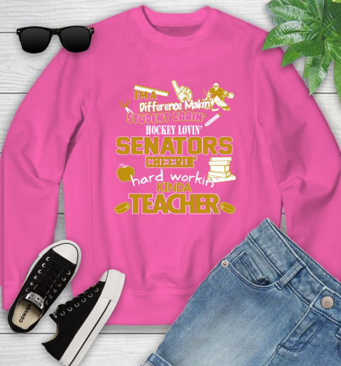 Ottawa Senators NHL I'm A Difference Making Student Caring Hockey Loving Kinda Teacher Youth Sweatshirt 6