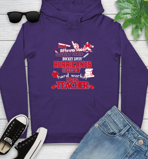 Carolina Hurricanes NHL I'm A Difference Making Student Caring Hockey Loving Kinda Teacher Youth Hoodie 5