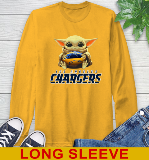 NFL Football Los Angeles Chargers Baby Yoda Star Wars Shirt Long Sleeve T-Shirt 3