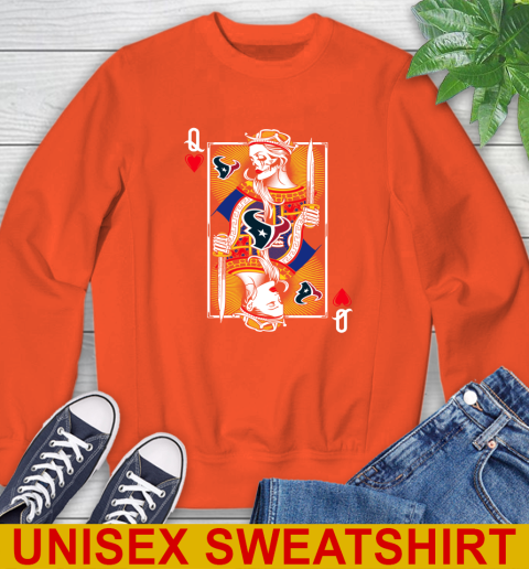 NFL Football Houston Texans The Queen Of Hearts Card Shirt Sweatshirt 3