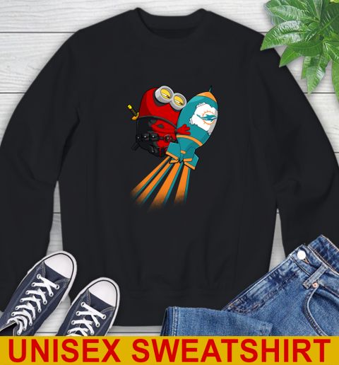 NFL Football Miami Dolphins Deadpool Minion Marvel Shirt Sweatshirt