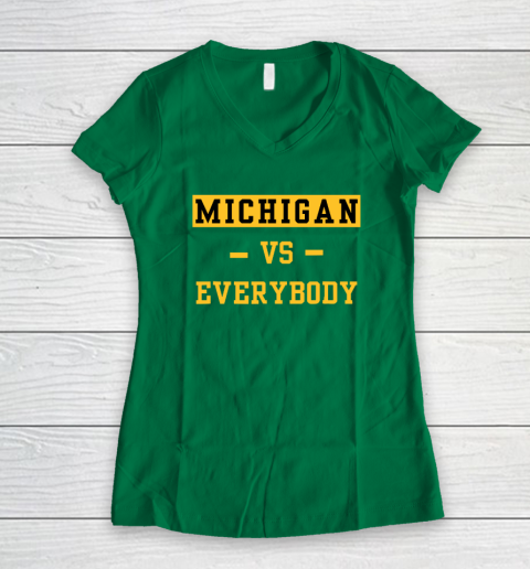 Michigan Vs Everybody Women's V-Neck T-Shirt 3