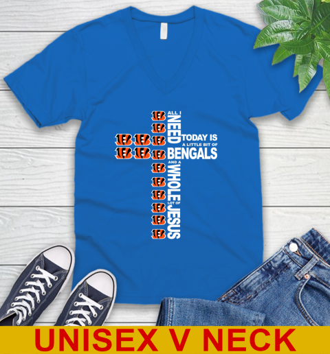 NFL All I Need Today Is A Little Bit Of Cincinnati Bengals Cross Shirt V-Neck T-Shirt 5