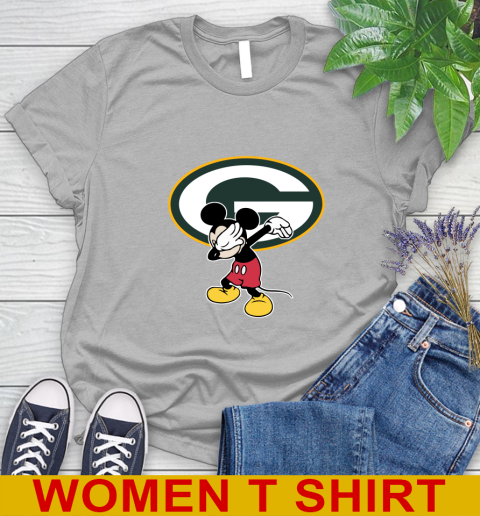 Green Bay Packers NFL Football Dabbing Mickey Disney Sports Women's T-Shirt 5