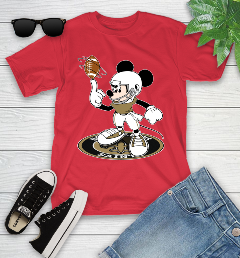 NFL Football New Orleans Saints Cheerful Mickey Disney Shirt Youth T-Shirt 10