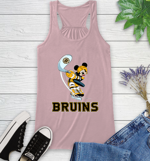 NHL Hockey Boston Bruins Cheerful Mickey Mouse Shirt Racerback Tank 10