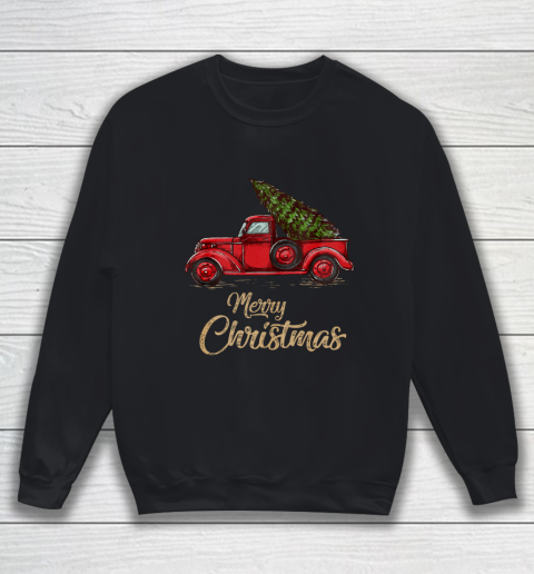Funny Vintage Red Truck With Merry Christmas Tree Sweatshirt