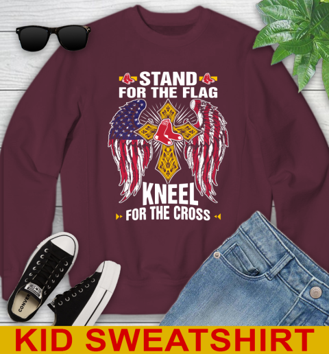 MLB Baseball Boston Red Sox Stand For Flag Kneel For The Cross Shirt Youth Sweatshirt 4