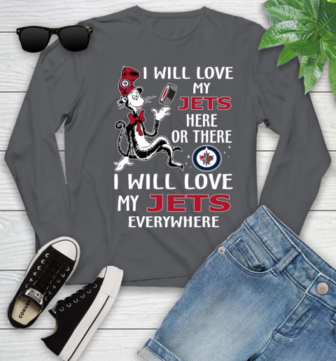 NHL Hockey Winnipeg Jets I Will Love My Jets Everywhere Dr Seuss Shirt Youth Long Sleeve 8