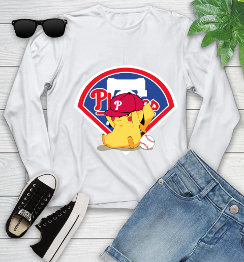 MLB Pikachu Baseball Sports Philadelphia Phillies Youth Long Sleeve