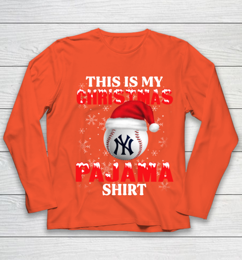 New York Yankees This Is My Christmas Pajama Shirt MLB Youth Long Sleeve 3