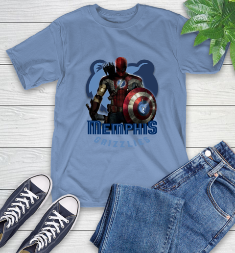 Memphis Grizzlies NBA Basketball Captain America Thor Spider Man Hawkeye Avengers T-Shirt 11