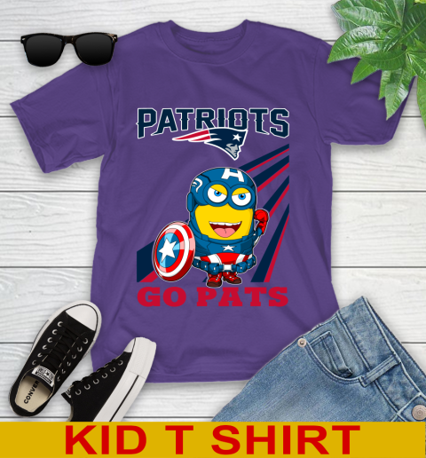 NFL Football New England Patriots Captain America Marvel Avengers Minion Shirt Youth T-Shirt 3
