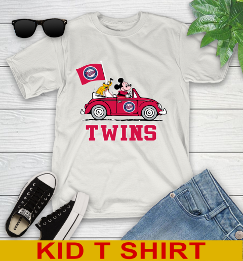 MLB Baseball Minnesota Twins Pluto Mickey Driving Disney Shirt Youth T-Shirt 12