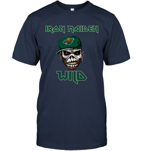 NHL Minnesota Wild Iron Maiden Rock Band Music Hockey Sports UP2xxOtFL1z classic t shirt 2 95 151514 front navy