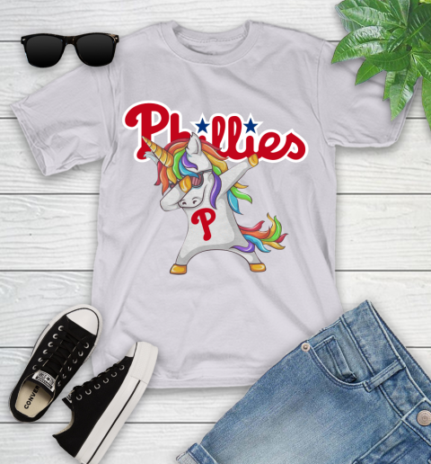 Philadelphia Phillies MLB Baseball Funny Unicorn Dabbing Sports Youth T-Shirt 4