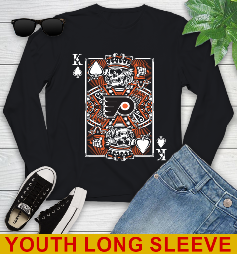 Philadelphia Flyers NHL Hockey The King Of Spades Death Cards Shirt Youth Long Sleeve