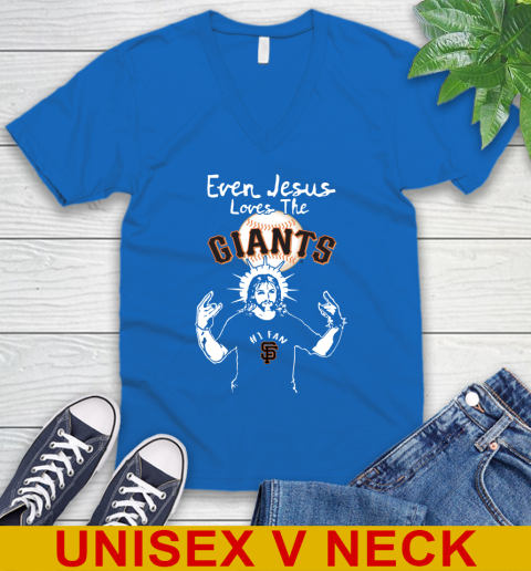 San Francisco Giants MLB Baseball Even Jesus Loves The Giants Shirt V-Neck T-Shirt 5