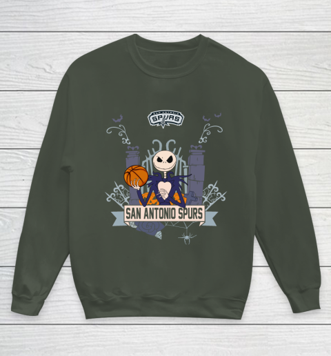 NBA San Antonio Spurs Basketball Jack Skellington Halloween Youth Sweatshirt 8