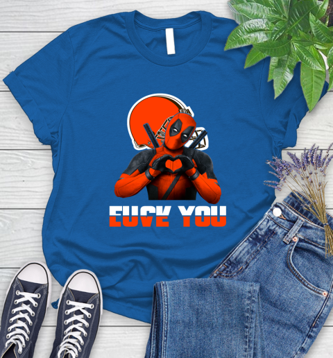 NHL Cleveland Browns Deadpool Love You Fuck You Football Sports Women's T-Shirt 12