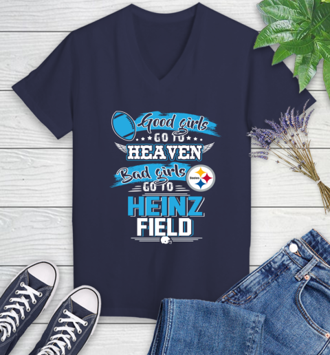 Pittsburgh Steelers NFL Bad Girls Go To Heinz Field Shirt Women's V-Neck T-Shirt 12