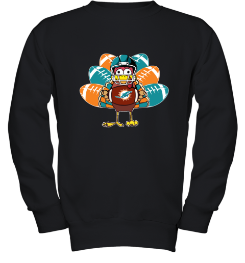Miami Dolphins Turkey Football Thanksgiving Youth Sweatshirt