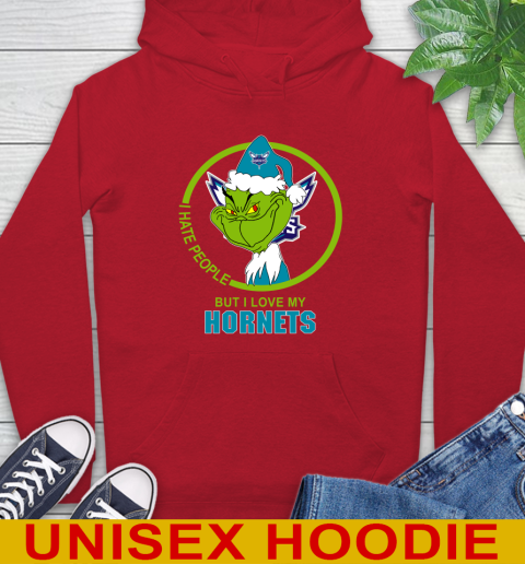 Charlotte Hornets NBA Christmas Grinch I Hate People But I Love My Favorite Basketball Team Hoodie 10