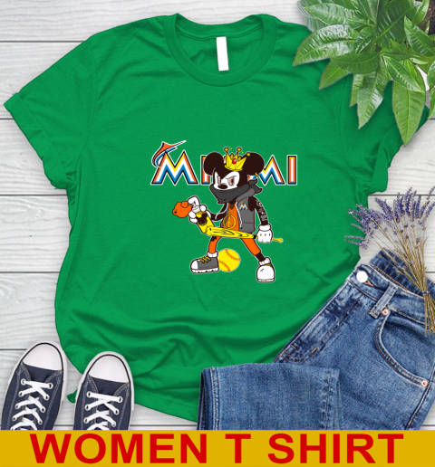 Miami Marlins MLB Baseball Mickey Peace Sign Sports Women's T-Shirt 7 Miami Marlins MLB Baseball Mickey Peace Sign Sports Women's T-Shirt - Image 7