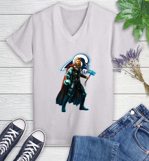 NFL Thor Avengers Endgame Football Los Angeles Rams Women's V-Neck T-Shirt