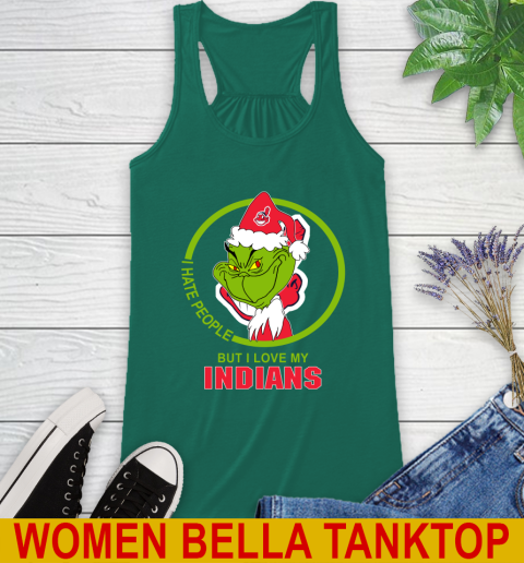 Cleveland Indians MLB Christmas Grinch I Hate People But I Love My Favorite Baseball Team Racerback Tank 7
