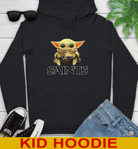 NFL Football New Orleans Saints Baby Yoda Star Wars Shirt Youth Hoodie 2