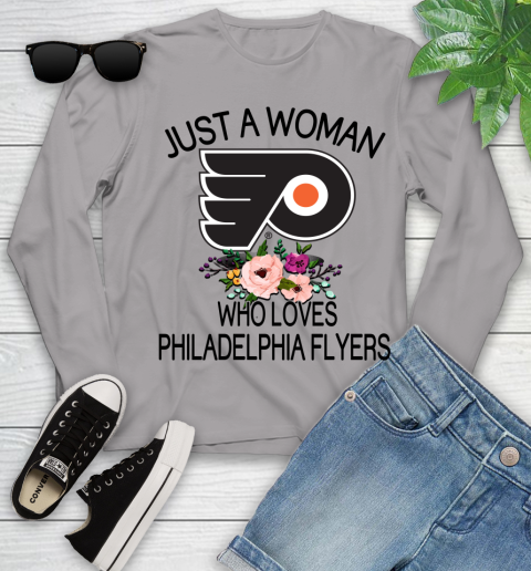 NHL Just A Woman Who Loves Philadelphia Flyers Hockey Sports Youth Long Sleeve 3