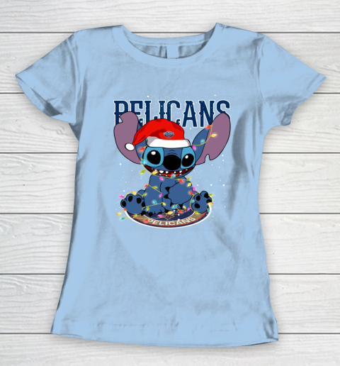 New Orleans Pelicans NBA noel stitch Basketball Christmas Women's T-Shirt 4
