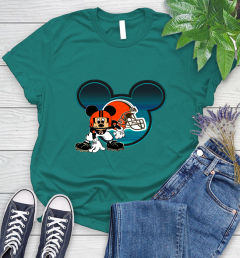 NFL Cleveland Browns Mickey Mouse Disney Football T Shirt Women's T-Shirt 12