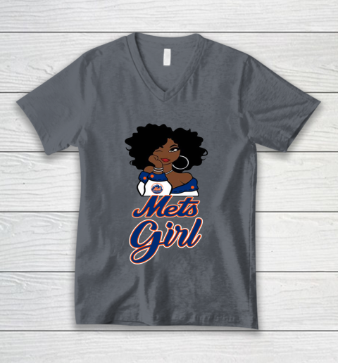 New York Metss Girl MLB V-Neck T-Shirt 5