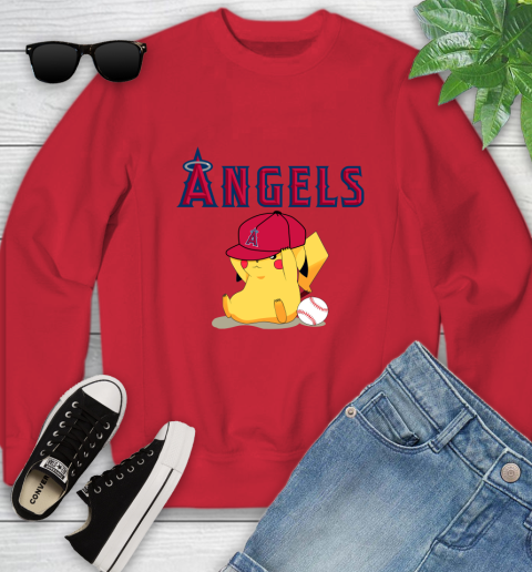MLB Pikachu Baseball Sports Los Angeles Angels Youth Sweatshirt 9