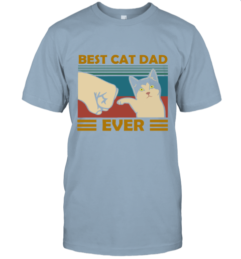 p023 best cat dad ever fist dash with cat vintage jersey t shirt 60 front light blue