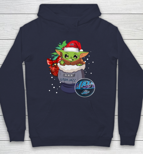 Utah Jazz Christmas Baby Yoda Star Wars Funny Happy NBA Hoodie 4