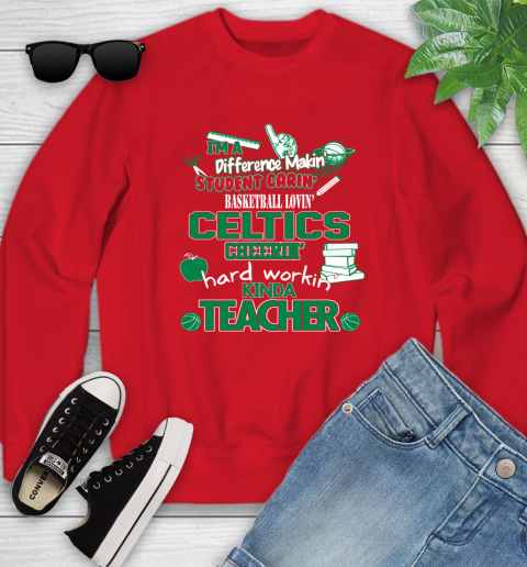 Boston Celtics NBA I'm A Difference Making Student Caring Basketball Loving Kinda Teacher Youth Sweatshirt 8