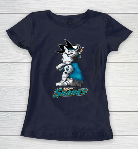 NHL My Cat Loves San Jose Sharks Hockey Women's T-Shirt 2