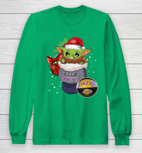 Los Angeles Lakers Christmas Baby Yoda Star Wars Funny Happy NBA Long Sleeve T-Shirt 7