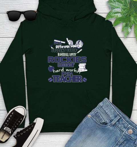 Colorado Rockies MLB I'm A Difference Making Student Caring Baseball Loving Kinda Teacher Youth Hoodie - Image 15