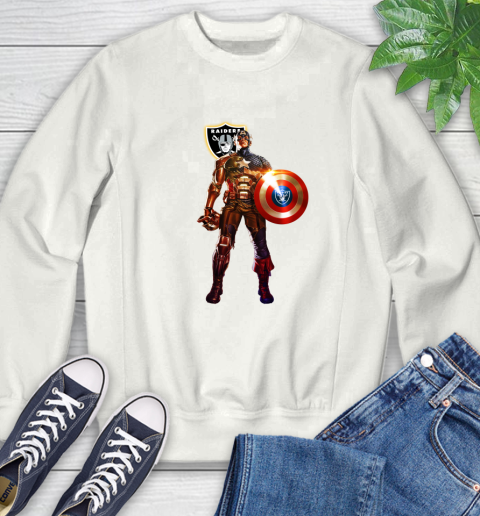 NFL Captain America Marvel Avengers Endgame Football Sports Oakland Raiders Sweatshirt